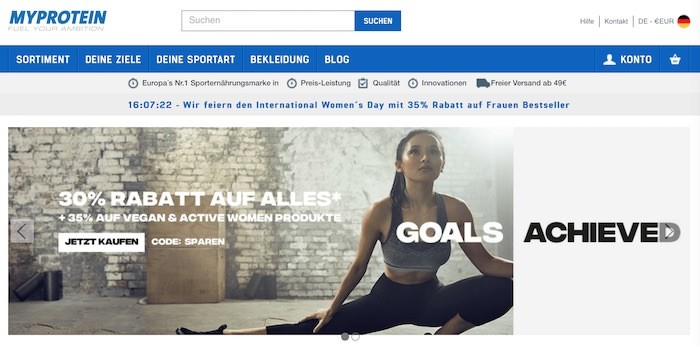 myprotein Webseite