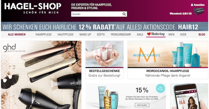 hagel-shop.de Webseite