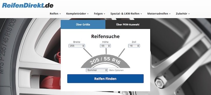 Reifendirekt Webseite