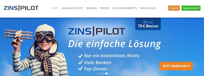 Zinspilot Webseite