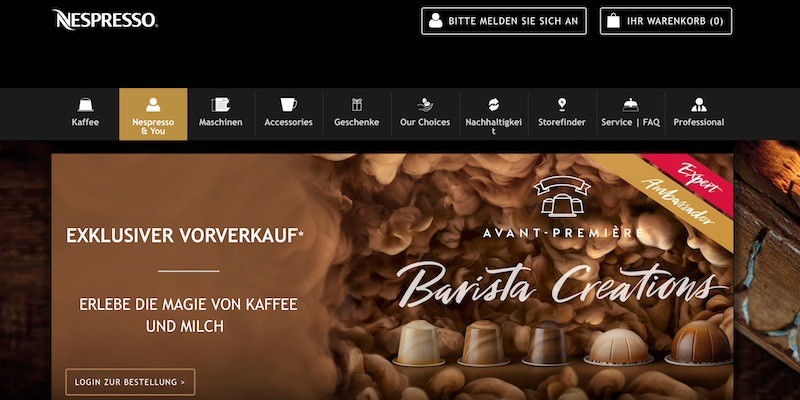 Nespresso Webseite