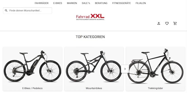 Fahrrad XXL Webseite